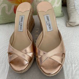 Jimmy Choo Almer Espadrille Slides - Rose Gold